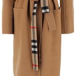 Пальто женское Burberry с клеточным принтом, хаки - фото 6