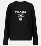 Свитер из шерсти и кашемира с логотипом Prada, черный - фото