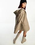 Коричневая длинная прорезиненная куртка-дождевик ASOS - фото 4