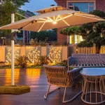 Солнцезащитный зонт Green Water со стойкой Brilliant Star, квадартный, 3,5x3,5 м, LED-подсветка, база до 210 кг, кофейны - фото 2