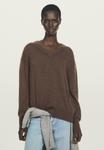 Джемпер Massimo Dutti OVERSIZE V-NECK WITH LONG SLEEVE, Dark Brown - фото