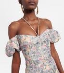 Платье миди со сборками и открытыми плечами Markarian, синий - фото 4