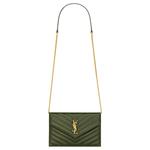 SAINT LAURENT Оливковая кожаная сумка через плечо - фото