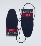 Вязаные жаккардовые варежки из альпаки Bode, Navy Maroon - фото