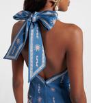 Хлопковое мини-платье-бюстье с принтом акации Alémais, Blue - фото 6