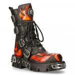 107-S1 Ботинки на шнуровке в стиле «Череп» в готическом стиле New Rock, черный - фото 3