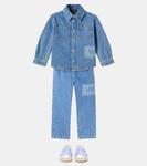 Джинсовая рубашка с логотипом Versace Kids, синий - фото 2