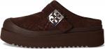 Сабо Tory Burch Women's Mellow Shearling Platform Mule, Dark Cocoa Tmono/Silver - фото 4