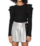 Флисовый топ с оборками для девочек, черный Mia, черный - фото