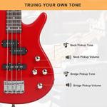 Басс гитара Glarry GIB Bass Guitar Full Size 4 String Red - фото 4