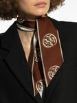 Шелковый шарф с монограммой Tory Burch, коричневый - фото 4