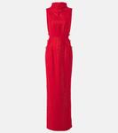 Платье из крепа с декоративным вырезом Self-Portrait, красный - фото