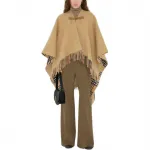 Шерстяная накидка в клетку Burberry, sand - фото 3