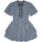 Платье-мини в клетку из пике GANNI, синий - фото