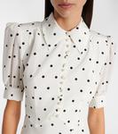 Платье миди из шёлка в горошек Alessandra Rich, White-Navy Blue - фото 4