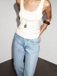 Топ на бретелях из 100% хлопка Massimo Dutti, кремовый - фото