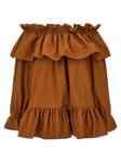 Мини-платье с воланами SAINT LAURENT, коричневый - фото