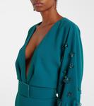 Платье миди с драпировкой и кружевной отделкой Costarellos, Teal - фото 4