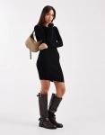 Платье-мини-джемпер Pieces в рубчик черного цвета - фото