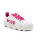 Кроссовки женские Dsquared2 кожаные на платформе, белый/розовый - фото