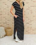 Полосатое макси-платье черного цвета RAE MODE - фото 2