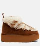 Тедди платформенные замшевые зимние ботинки Inuikii, Ecru - фото 4