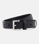 Кожаный ремень с логотипом Prada, черный - фото