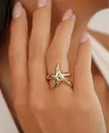 Роскошное кольцо Starfish Ettika, gold - фото 3