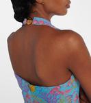 Печатное платье-халтер Versace, Azur+Multicolor - фото 7