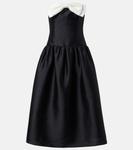 Платье миди из тафты с бантом Self-Portrait, черный - фото