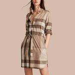 Платье в клетку Burberry, хаки - фото 2