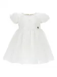 Платье с объемными рукавами и вышивкой Monnalisa, белый - фото