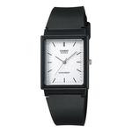 Часы CASIO Quartz Waterproof White DialBlack Strap Mens WhiteBlack Analog, белый - фото