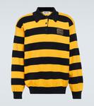 Полосатый хлопковый поло-свитер Miu Miu, Blu + Giallo - фото