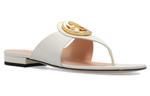 Шлепанцы женские Gucci Blondie с пряжкой, белый - фото 3