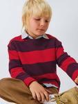 Детский джемпер с блочным рисунком в полоску John Lewis, Red/Fig - фото 6
