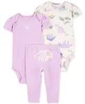 Боди и штанишки для девочек с динозавром, 3 предмета Carter's, фиолетовый - фото