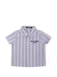 Полосатая рубашка Balmain Kids, синий - фото