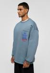 Толстовка Lucy & Sam Sweatshirt, Smoked/Neon Blue - фото 6
