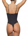 Универсальный кружевной боди-ками с трусиками-стринг SKIMS, черный - фото 2