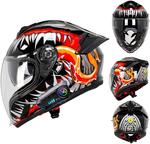 Шлем мотоциклетный YEATLM US03 с принтом, черный - фото