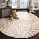 Ковер SAFAVIEH, 92 x 92 см, Kids Collection, Pink & Ivory, ручная работа из шерсти, идеально для гостиной, спальни, детской комнаты (SFK914P-3R) - фото