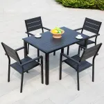 Комплект садовой мебели Green Water: 6 стульев Buck, стол прямоугольный, 160х90 см, керамогранит, черный - фото 3