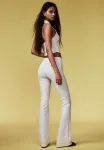 Расклешенные брюки Bershka, White - фото 4