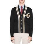 Свитер bee patch cardigan 'black' Gucci, черный - фото 3