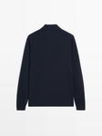 Джемпер-Поло из шерстяной смеси Massimo Dutti, темно-синий - фото 3