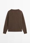 Джемпер Massimo Dutti OVERSIZE V-NECK WITH LONG SLEEVE, Dark Brown - фото 4