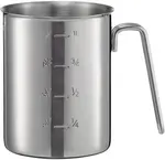 Мерный стакан RÖSLE, нержавеющая сталь, внутренняя шкала, сливной край и проволочная ручка, можно мыть в посудомоечной машине Объем 1,0 л, цвет edelstahlfarben - фото