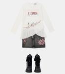 Топ из хлопкового джерси с принтом Monnalisa, кремовый - фото 2