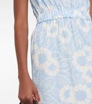 Цветочное миди-платье из хлопковой смеси Prada, Celeste - фото 5